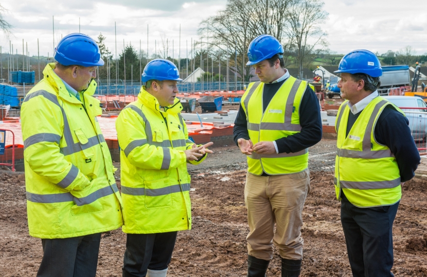 Contracts Manager Brendan Mason, Martin Payne, James Heappey MP and Site Manager Dave Guthrie 