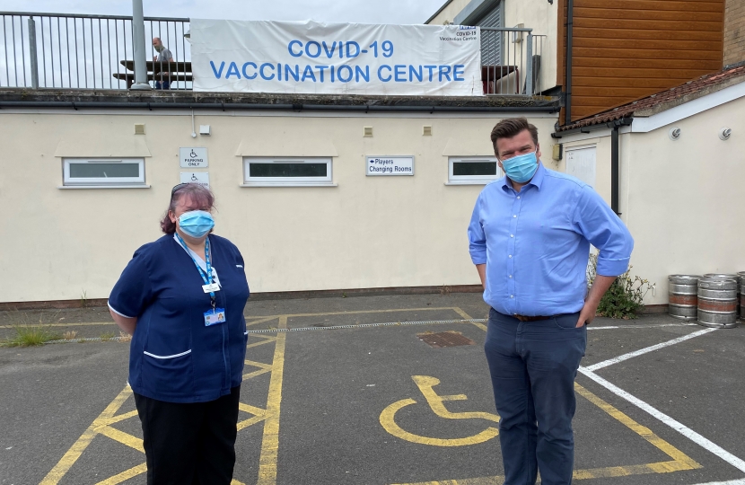 James Heappey at vaccination centre in BOS 
