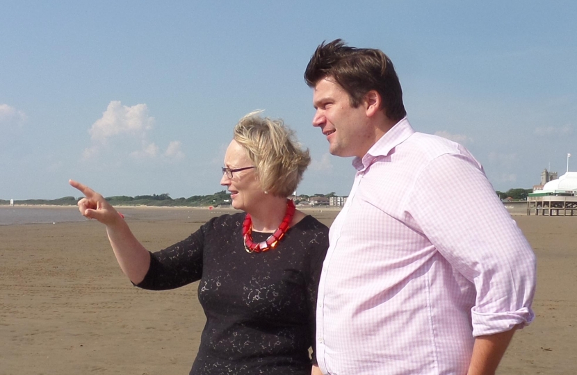 James Heappey discusses Burnham-on-Sea's bathing water with Julie Girling MEP